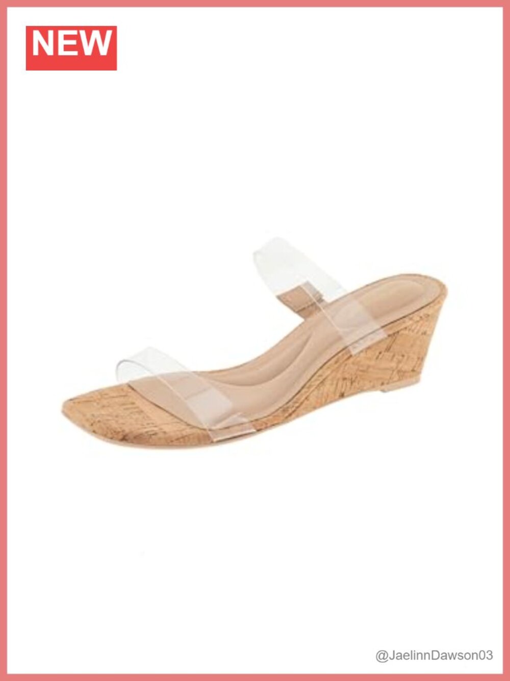 BCBGeneration Stammie Women's Clear Wedge Sandal Square Toe Slingback Slip On